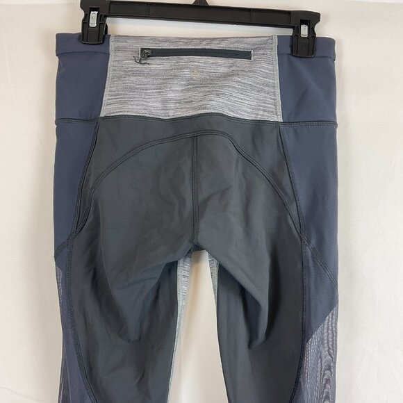 Lululemon Leggings 6 Gray Heather Space Dye Mesh Details Zipper Pocket - Picture 8 of 12